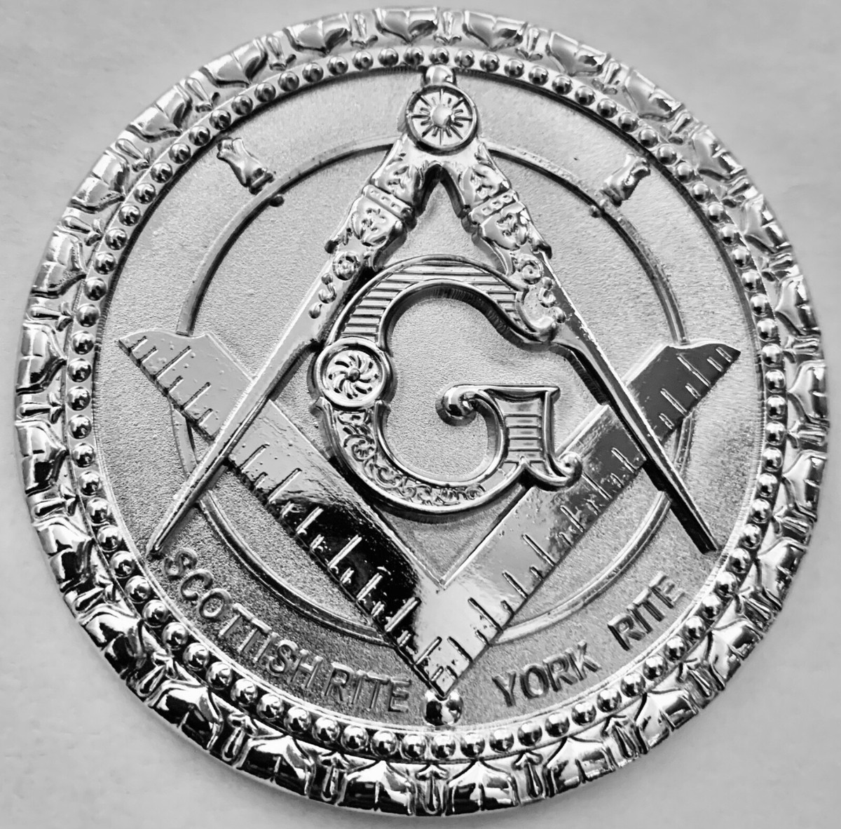 Freemason Masonic Heavy duty all chrome metal auto tag car