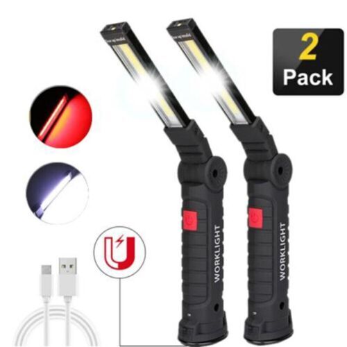 2x LED-KFZ Arbeitsleuchte Akku Werkstattlampe COB Handlampe Mit-Magnet Stablampe - Bild 1 von 12