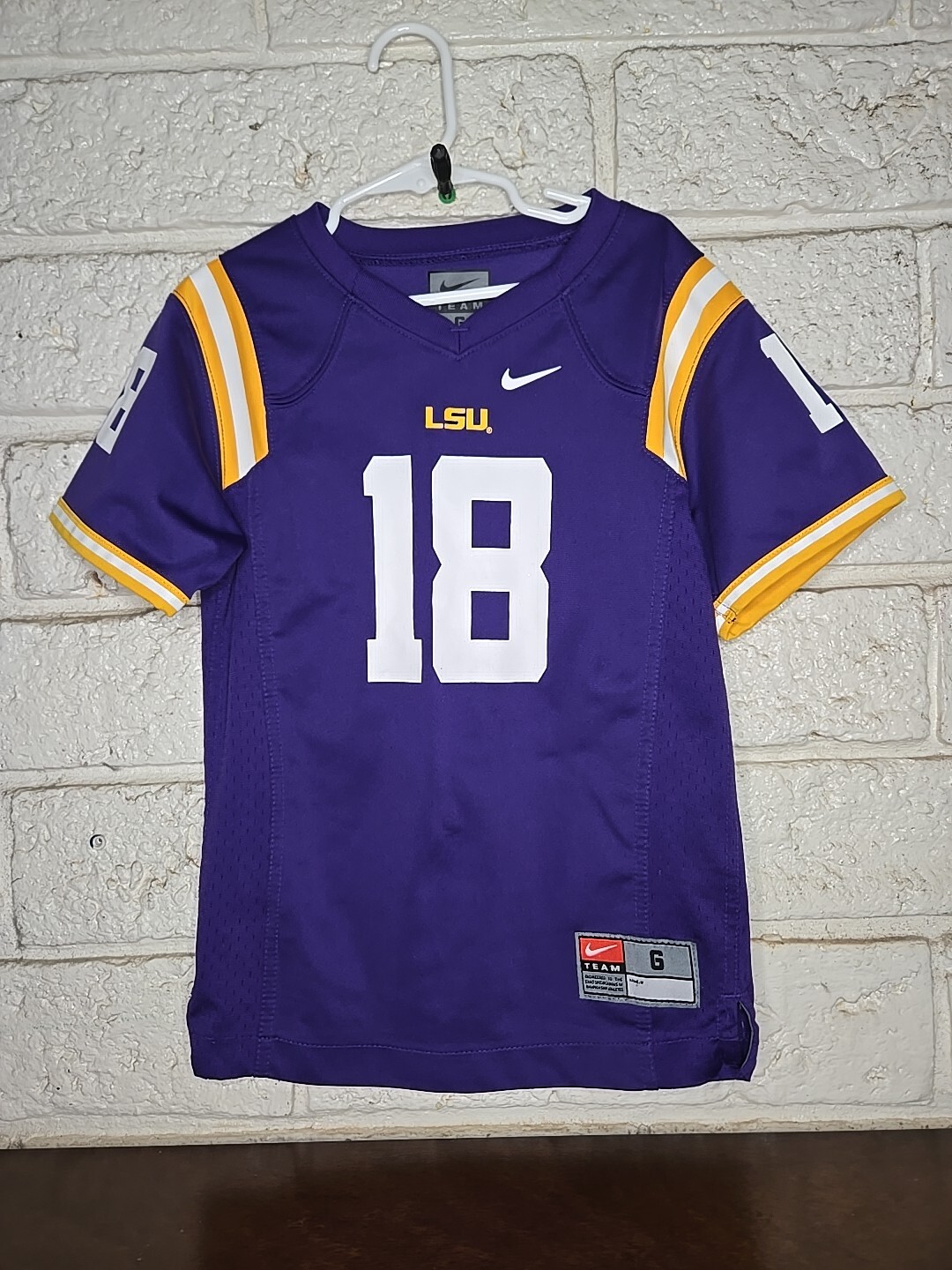 LSU Tigers NCAA Nike Mesh Football Jersey #18 Toddler Kids Boys 6T Purple