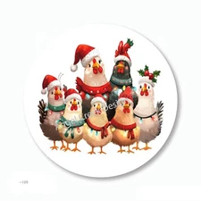 Christmas Chickens Hens Scrapbook Stickers Envelope Seals Party Favors