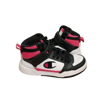 Champion Boys White/Blk/Red Leather ARENA POWER CB HITop Sneakers Shoe Size 3.5 
