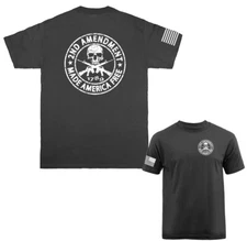 2nd Amendment Made America Free Gun Skull Constitution US Flag Crest T-shirt