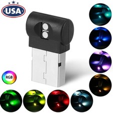 2 Usb Led Car Neon Atmosphere Ambient Light Bulb Mini Lamp Interior Accessories