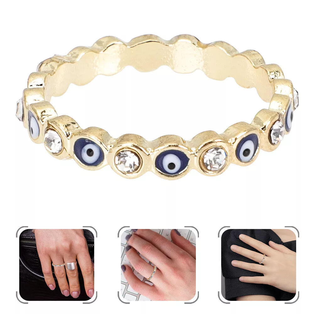 turkish eye finger ring Evil Eye Ring With Gold Plated Diamond