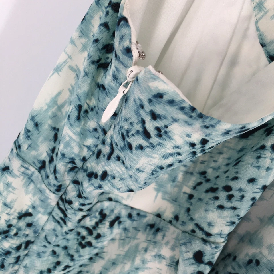 Vestido Jessica Simpson Sin Mangas Plisado Verano Ocasión Especial 4 Azul Marfil S Foto 3 de 4