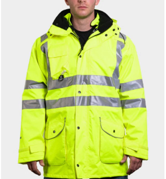 Game Workwear Hi-Viz Class 3 6-in-1 Jacket #1350 - NEON YELLOW, 5XLARGE - Image 2 of 4