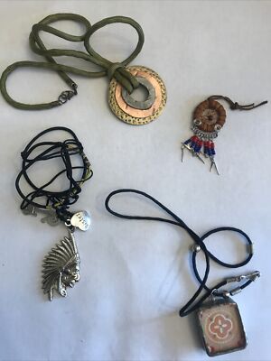 Lot Of 4 Necklaces Pendants Dream  Catcher some Handmade Native American jewelry