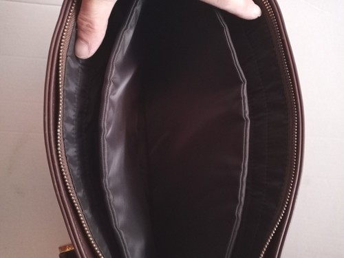 Edoday Leather Quilted Mahogany Brown Laptop Briefcase Business Tote - Picture 7 of 12