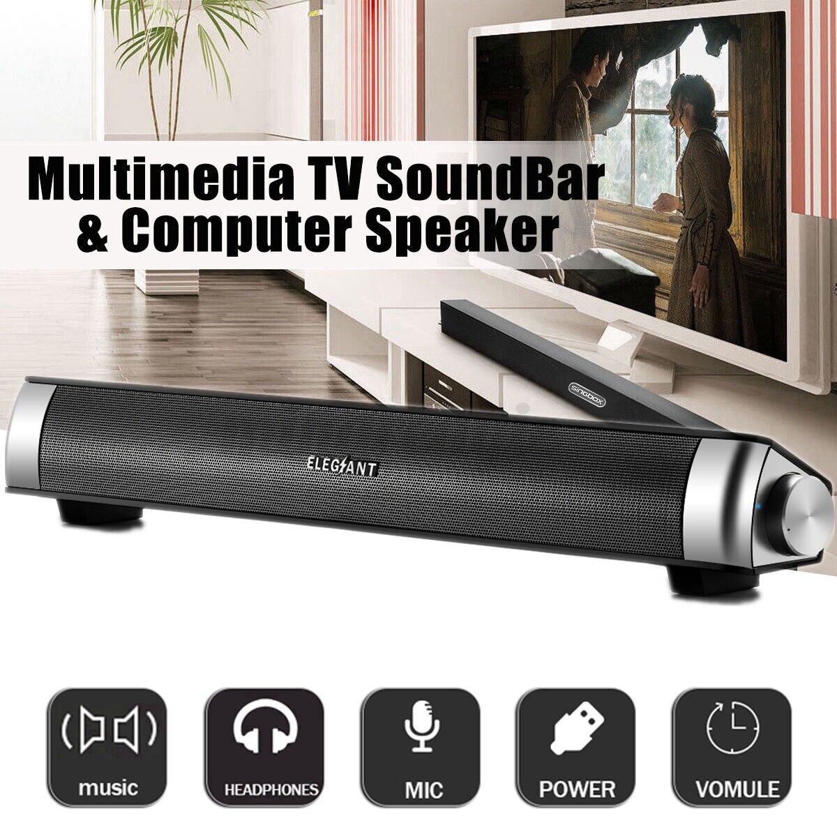USB Computer Sound Bar Stereo Mini Wired Speakers System For Desktop Lapt