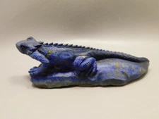Lizard Figurine Blue Lapis Collectible Gemstone Animal Carving #O279