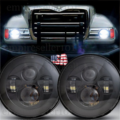 Pair 7'' inch Round Led Headlights Hi/Lo Sealed Beam for Mack Granite Dump Trucks