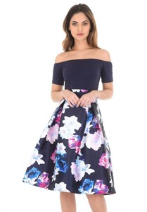 blue bardot midi dress