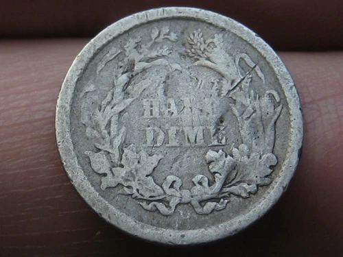 1860 O Seated Liberty Half Dime, New Orleans, About Good Details