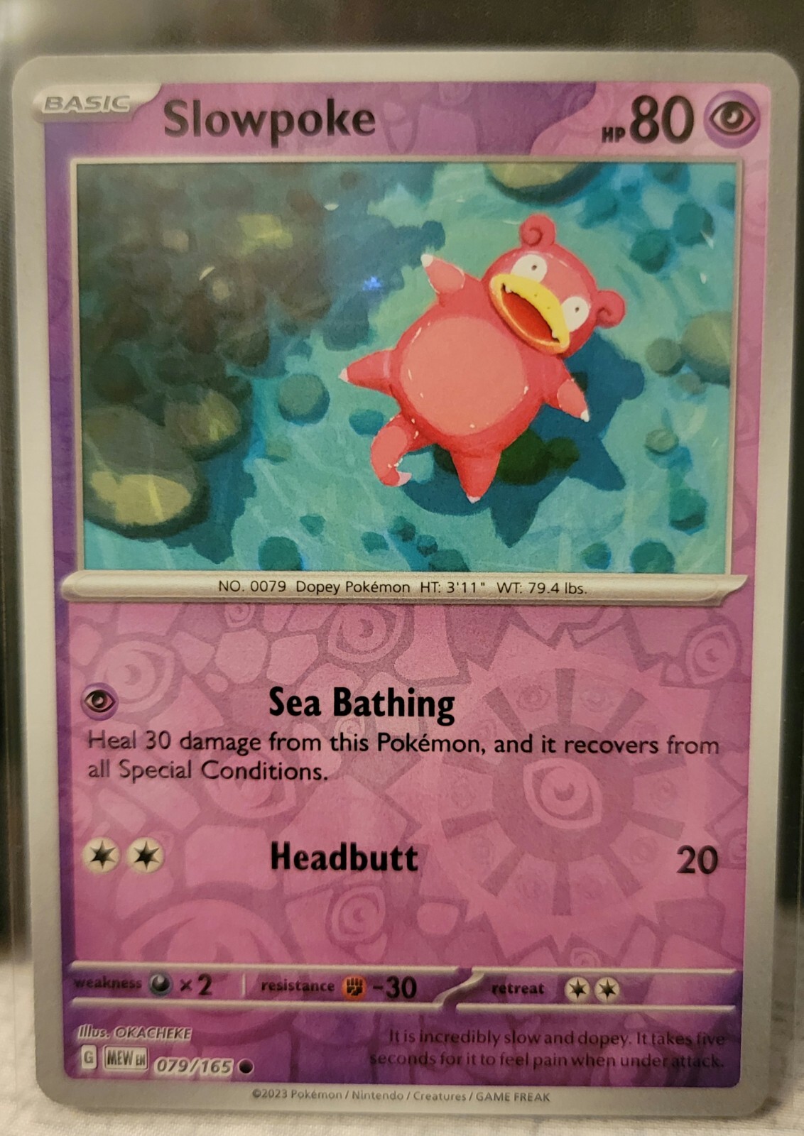 Pokemon TCG Card Slowpoke 079/165 Scarlet & Violet 151 Reverse Holo NM