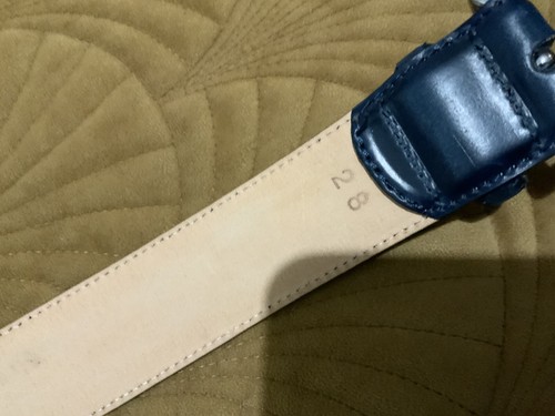 Cinturón de cuero azul George Cleverley para hombre talla 28 hecho a mano en Reino Unido nuevo con etiquetas - Imagen 4 de 11