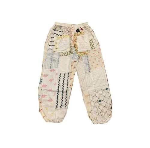 Белые лоскутные гаремные брюки, богемные хиппи гаремные брюки, широкие брюки для йоги - Изображение 4 из 4