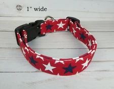 Red White Blue Stars Terri's Dog Collar Patriotic handmade adjustable 4th July