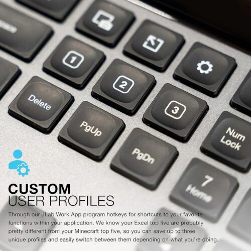 JLab Epic Wireless Keyboard, Black, 108 Keys, Multi-Device, 2.4G/Bluetooth - Picture 5 of 8