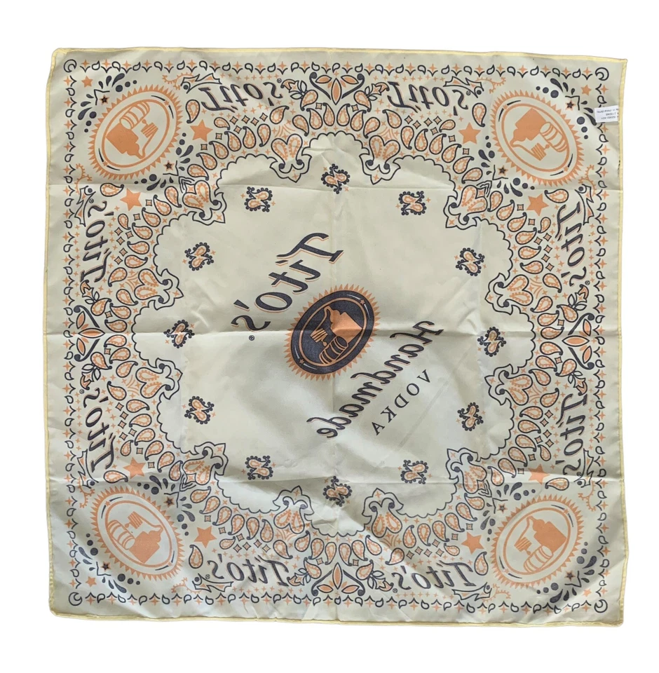 Tito's Vodka Promocional Bandana Bufanda Pañuelo 22" x 22" Amarillo Paisley Nuevo Foto 4 de 4
