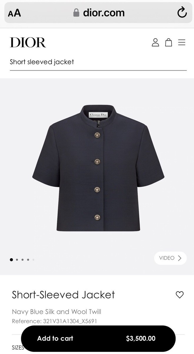 $3500+ NEW CHRISTIAN DIOR SHORT-SLEEVE CROPPED BAR JACKET $3500+ NEW CHRISTIAN DIOR SHORT-SLEEVE CROPPED BAR JACKET