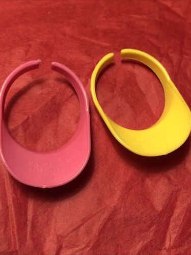 Vintage Barbie doll Sun Visors tennis hats 1987 CALIFORNIA Yellow & Pink - Picture 2 of 4