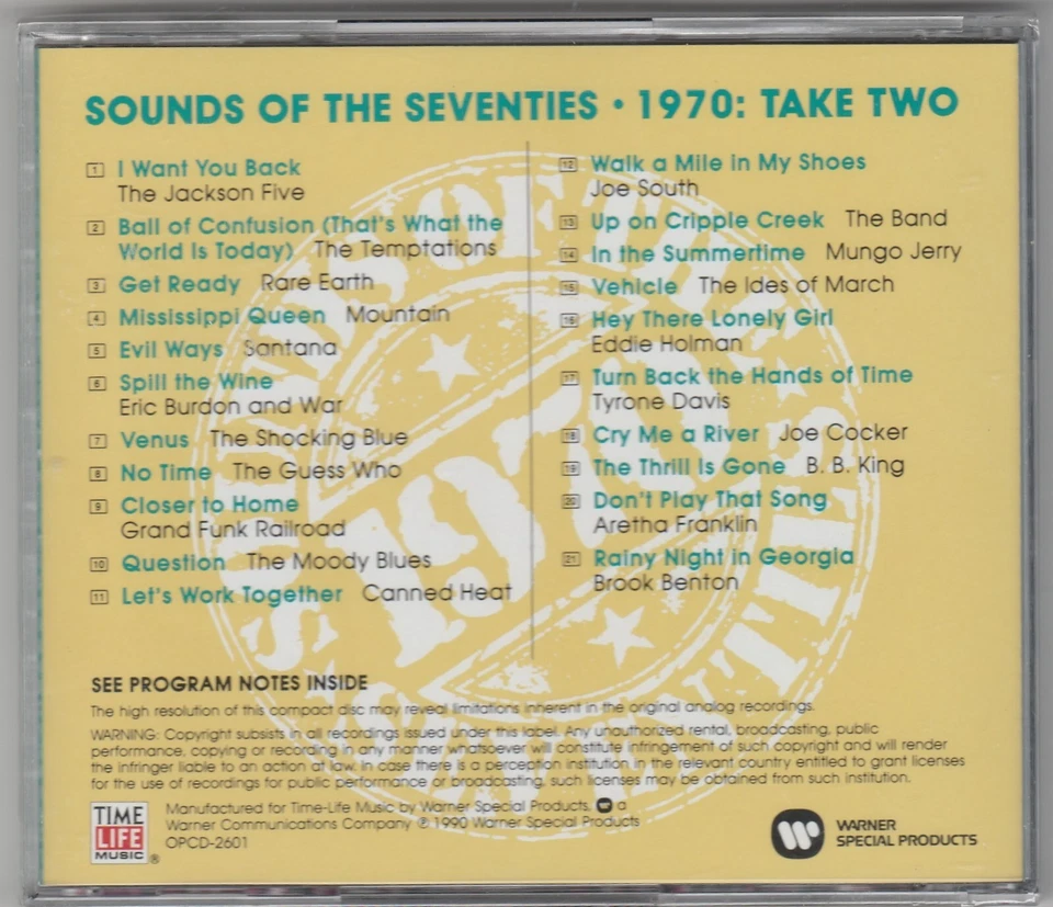 Sounds Of The Seventies 1970 Take 2 Time Life21 Track CD BRAND NEW AND SEALED - Image 2 of 2