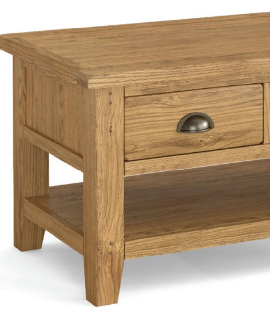 Abbey Oak Small Coffee Table / Occasional Table / Modern Rustic 2 Drawer Table - Image 4 of 4