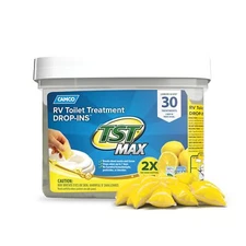 Camco TST MAX RV Toilet Deodorizer Lemon Drop INS 30 Count Black Tank Odor Co...