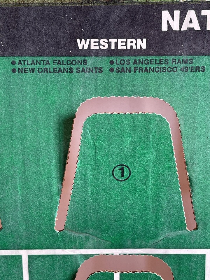 Vtg 1977 nfl standings board mini helmets complete set w cardboard