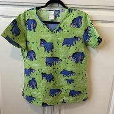 Disney Winnie The Pooh Eeyore Scrub Top, Pockets, Size S