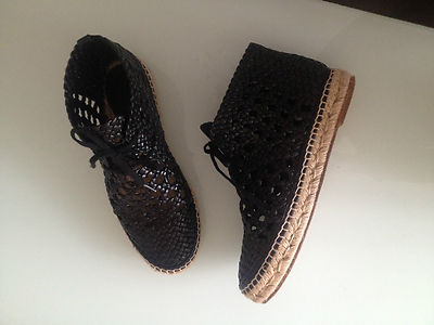 CELINE Paris Espadrilles Schnürschuhe Sandallen Luxus schwarz Leder Gr 37 wNeu