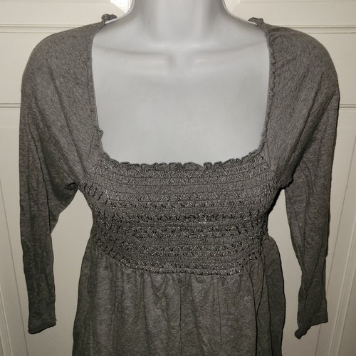 OH BABY MOTHERHOOD MATERNITY heather gray Square Neck Cotton peasant Top M - Picture 3 of 6