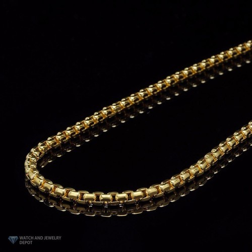 14K Hollow Yellow Gold 3mm Round Box 