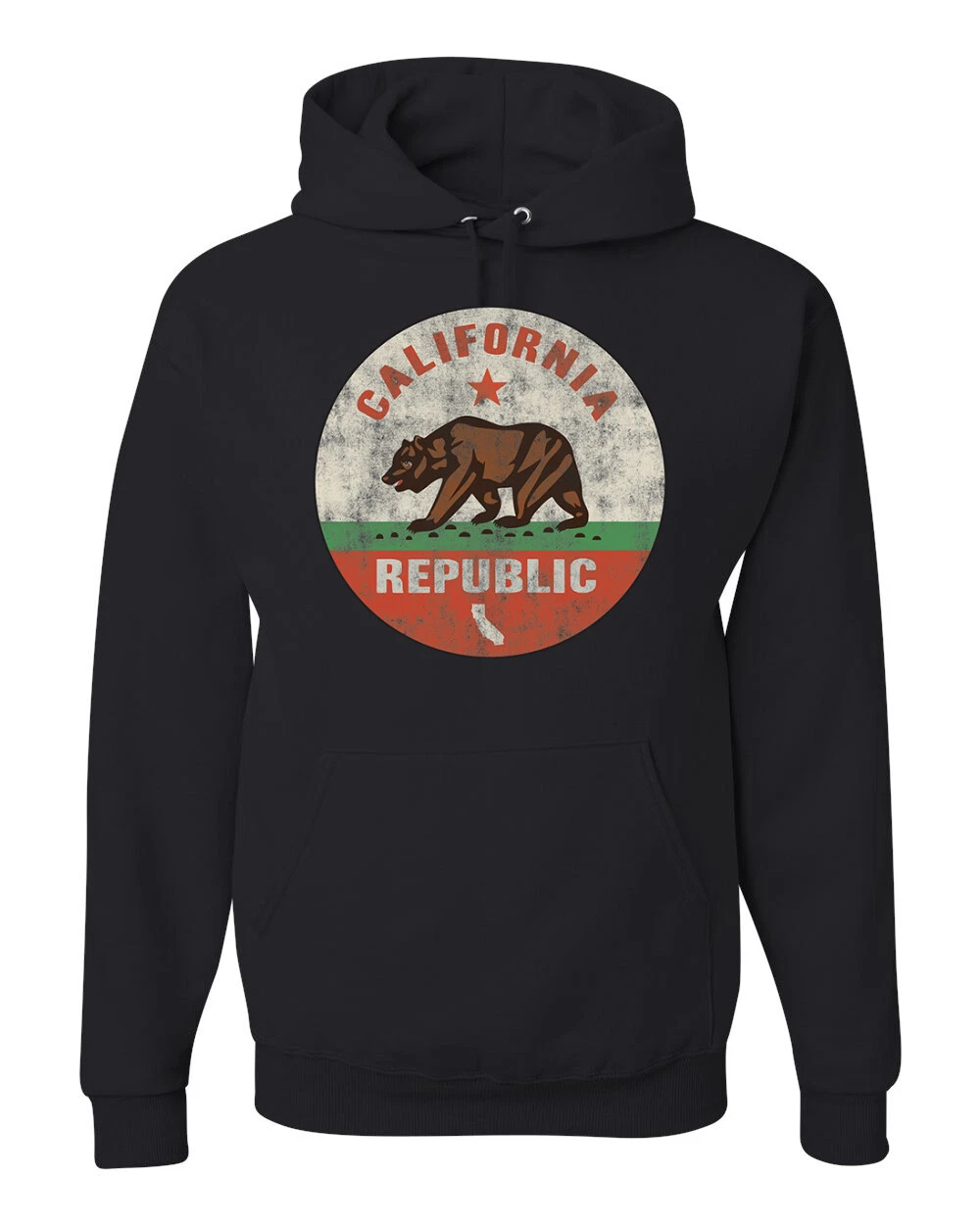 California Republic Distress Circle Flag Unisex Hoodie Sweatshirt