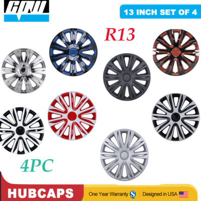#ad 13quot; Set Of 4 Hubcaps Wheel Covers Snap On Full Hub Caps fit R13 Tire amp; Steel Rim $37.99