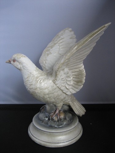 Pair WHITE DOVE figurines BY ANDREA white doves statues opened Wings 23 x 19 cm - Picture 11 of 12