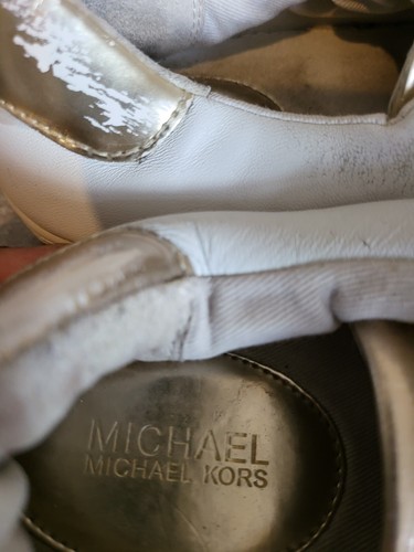 Michael Kors Women's White Gold Leather Sneakers Shoes Size 4 - Picture 12 of 12