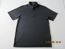 Harriton Polo Shirt Mens Medium Black Short Sleeve Golf Outdoor Casual Polyester