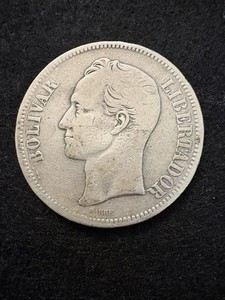 Venezuela 1886 and 1889 5 Bolivars scarce dollar size silver coins