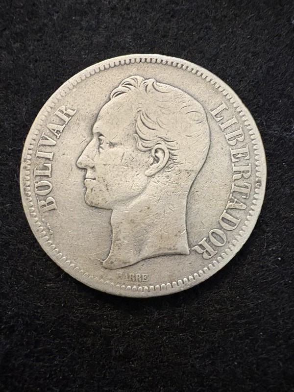 Venezuela 1886 and 1889 5 Bolivars scarce dollar size silver coins