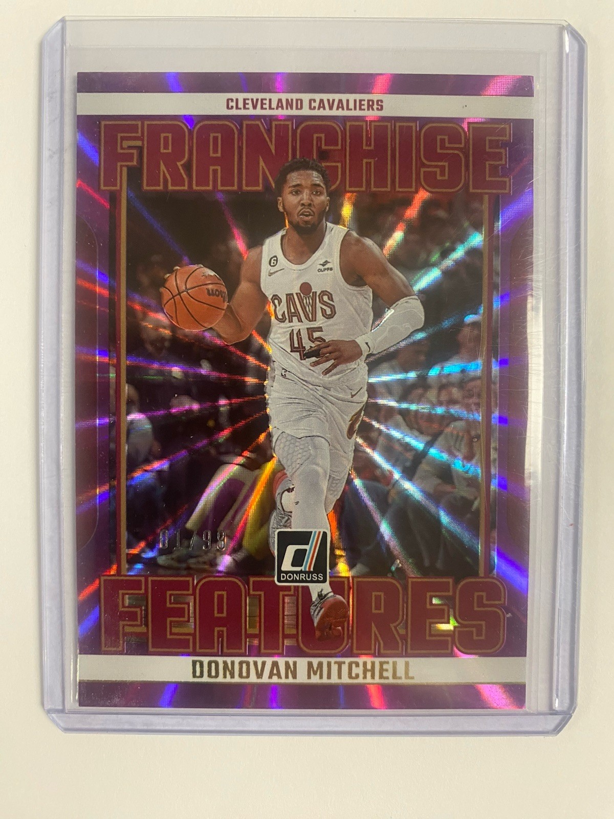 2023-24 PANINI DONRUSS DONOVAN MITCHELL #6 PURPLE LAZER 01/99