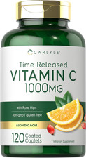 Vitamin C 1000Mg Timed Release 120 Vegetarian Caplets with Rose HIPS Non-Gmo  G