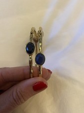 Image of New Set Of 2 Gold Coloured Blue Purple Stone Bangles Bracelets Accessorize