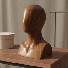 Wood Look Mannequin Head Lightweight Fiberglass Male Mannequin Head