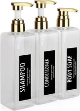 Black Shampoo and Conditioner Dispenser Set of 3, 16.9oz Transparent