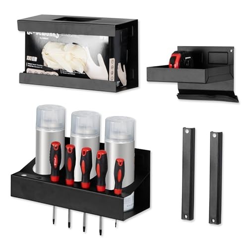 Mechanics 5 Piece Magnetic Tool Box Accessories - Metal Organizer Wall Shelf - Picture 2 of 7
