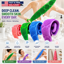 Silicone Body Scrubber Shower Brush Back Exfoliating Bath Massage Cleaning