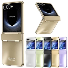 For Samsung Galaxy Z Flip 7/6/5/4/3 Plating PC Case Hinge Protection Slim Cover