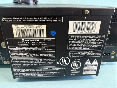 Pioneer DVL-700 DVD CD Laserdisc Player w/ Remote - WORKS **READ