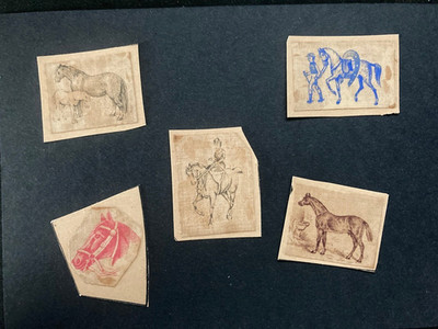 Miniatur Pferde Viktorianische Gesprächsdrucke Mühle Gravur Potter Manchester